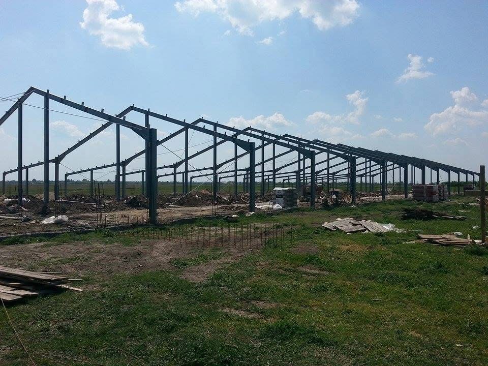 Montaj structură metalică pentru hală industrială pe teren
